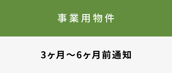 事業用物件　3ヶ月～6ヶ月前通知